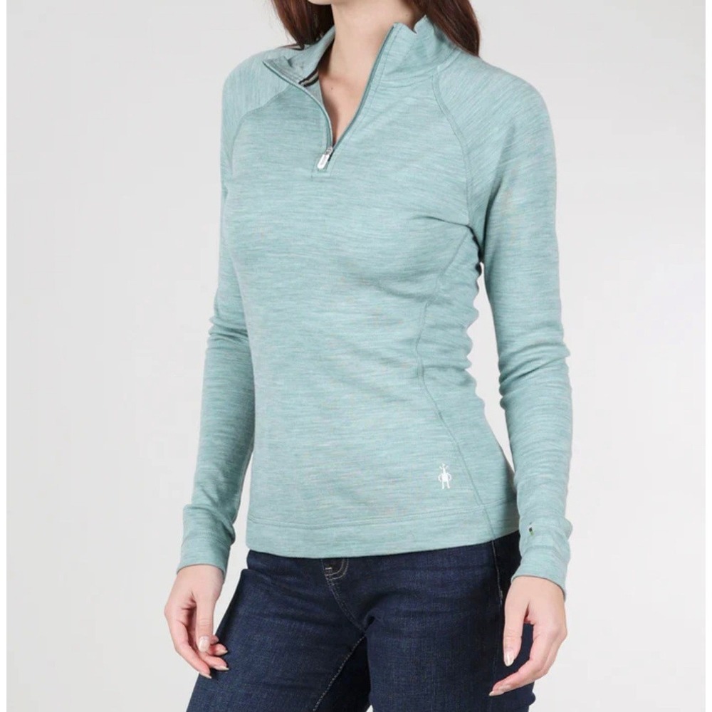 Smartwool Womens Merino 250 Base Layer 1/4 Zip Top XS Heathered Pullover